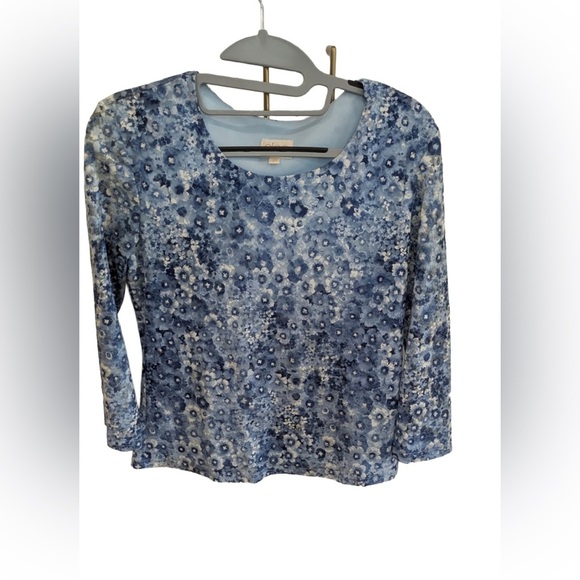 Floral Blue Long-Sleeve Top by Cleo - Picture 1 of 6